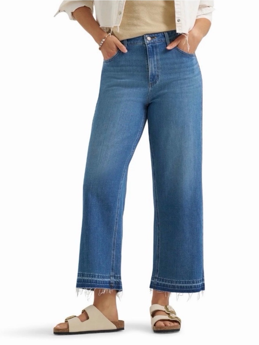 (37)Lee® Women's Heritage Wide Leg Crop Jeans